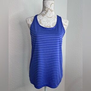 Danskin Now Women's Blue and Gray Striped Tank Top